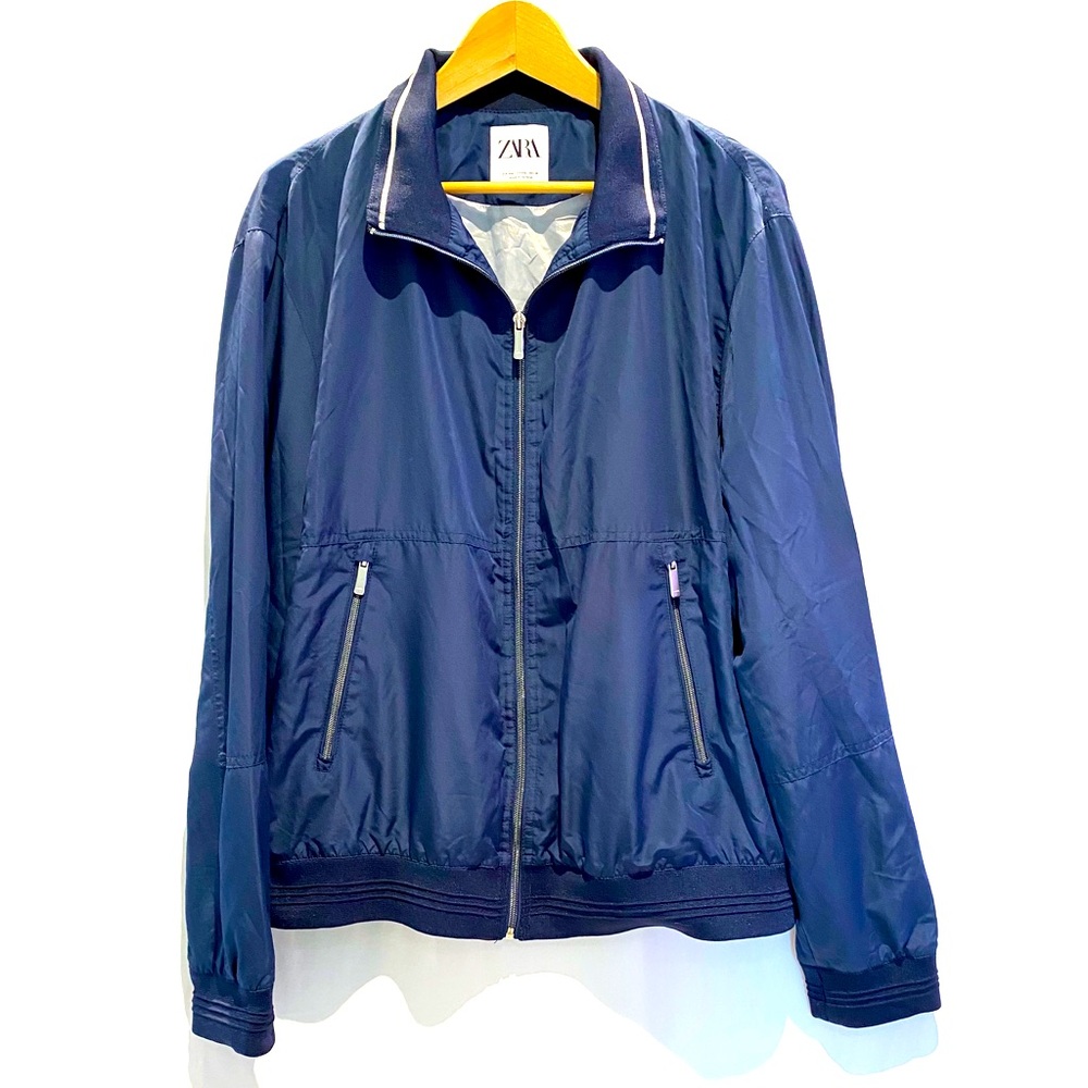 Zara Men Lightweight Navy Blue Utility Bomber Jacket, size XXL